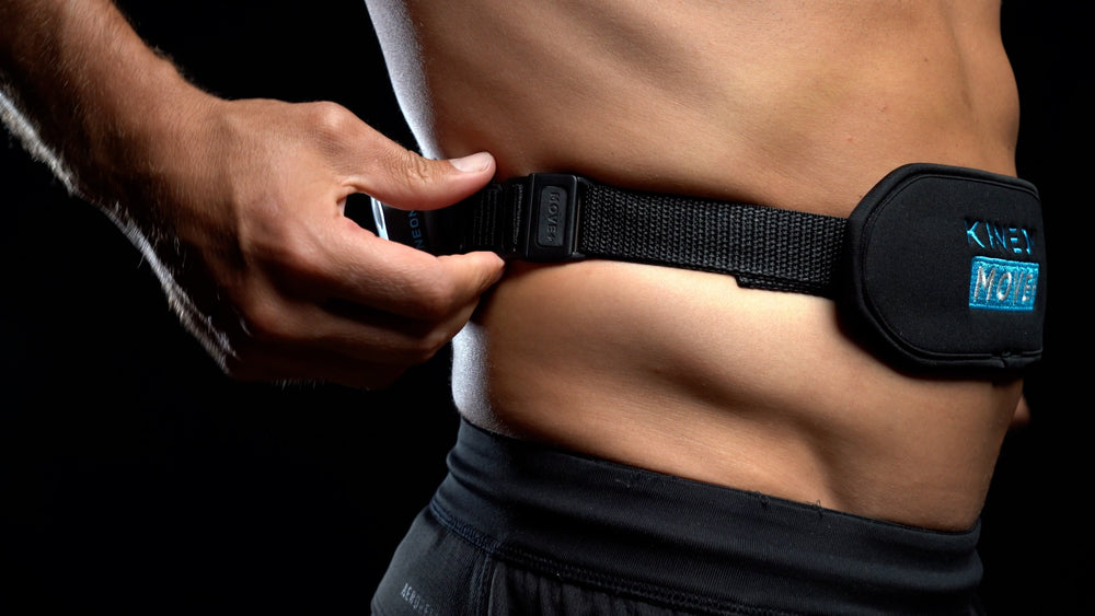 An image of Kineon's red light therapy device targeted to treat and alleviate hip pain.